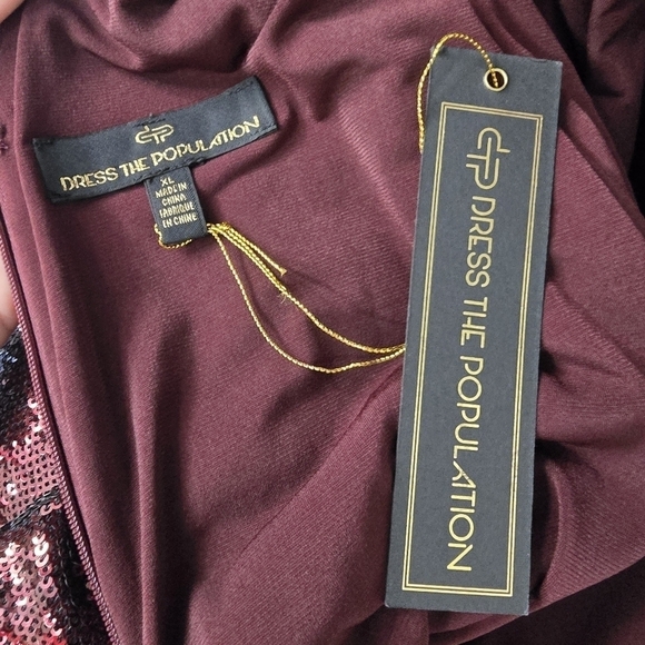 Dress the Population Lolita Red Shimmer Sequin Mini Dress Party Holiday New Year - Picture 8 of 10